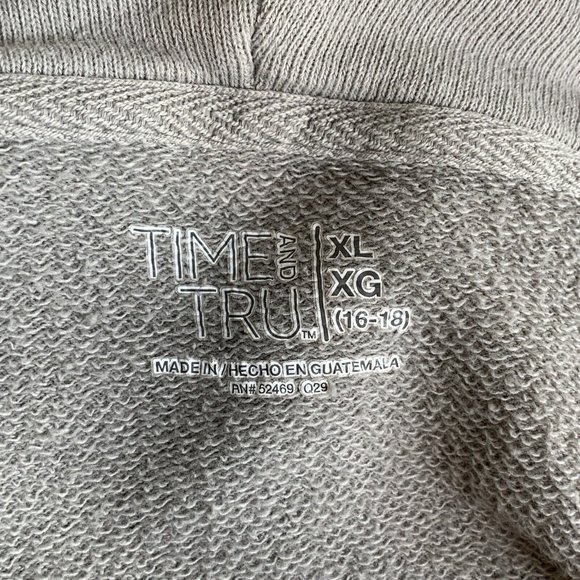 Time And Tru Cowl Neck Sweatshirt Women's XL LS Grey Heather Side Seam Pockets - Picture 10 of 10